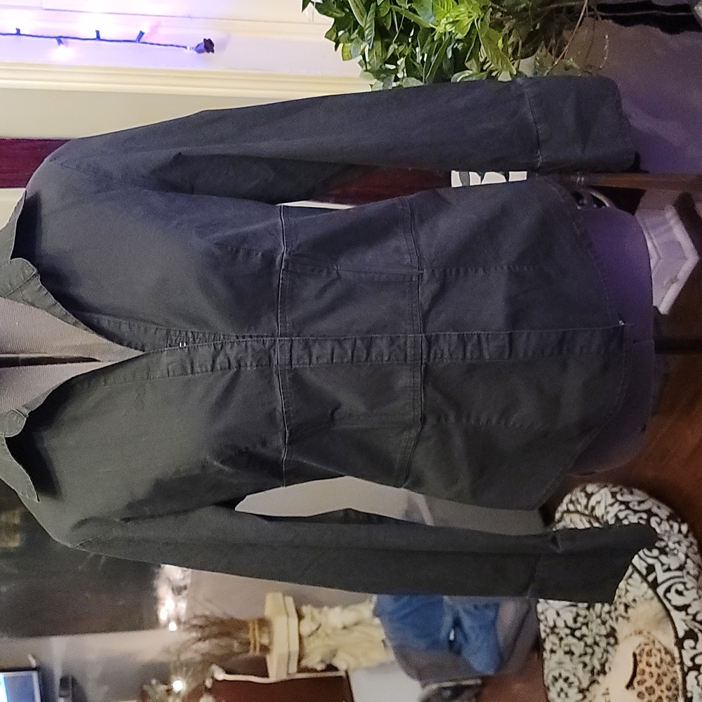 Corset style dress shirt with hook and eye closures up front and sleeves